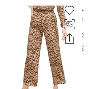 2/25 J Crew Leopard Pant Trousers Silk Work Office Pullon Style Animal print